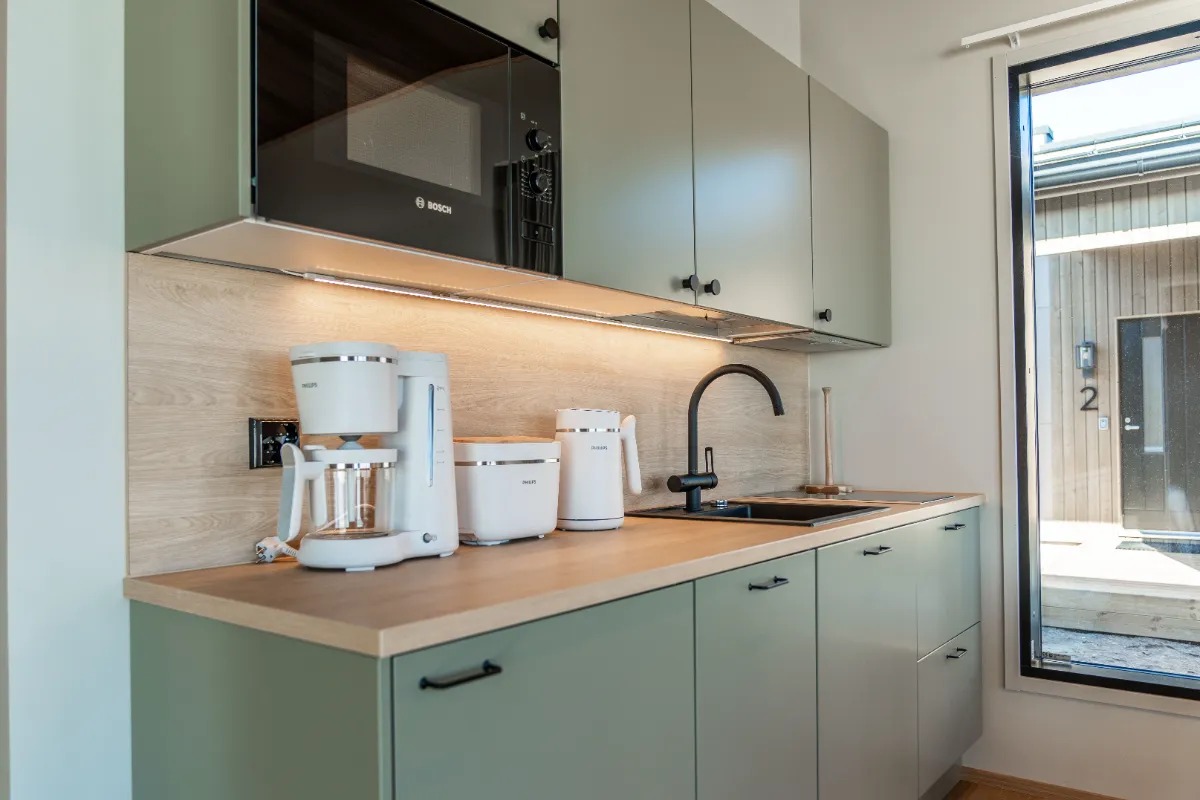 Fully equipped kitchen with modern appliances